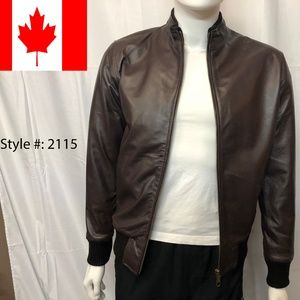 Genuine Leather bomber jacket art#2115 brown